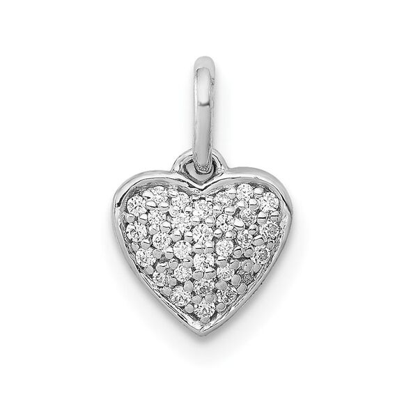 Kazi Luxury 14k White Gold 1/10ct Diamond Heart Pendant
